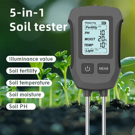 5 In 1 Digital Soil Tester &ndash; Bright Backlit Display