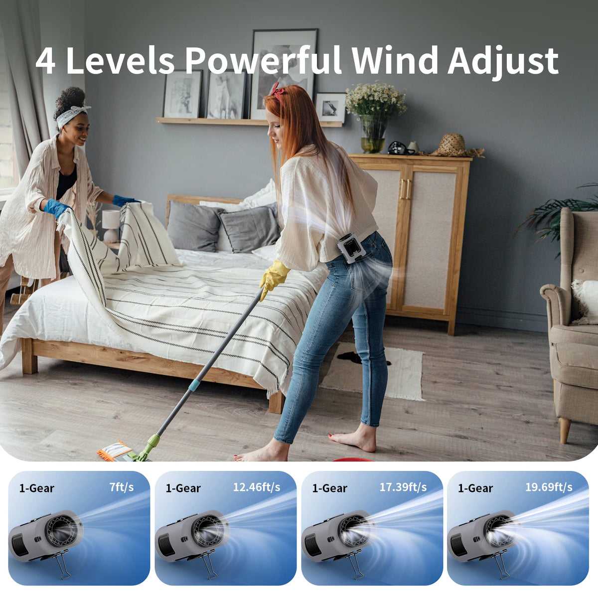 Outdoor Portable Waist Fan &ndash; Strong Airflow and LED Lighting