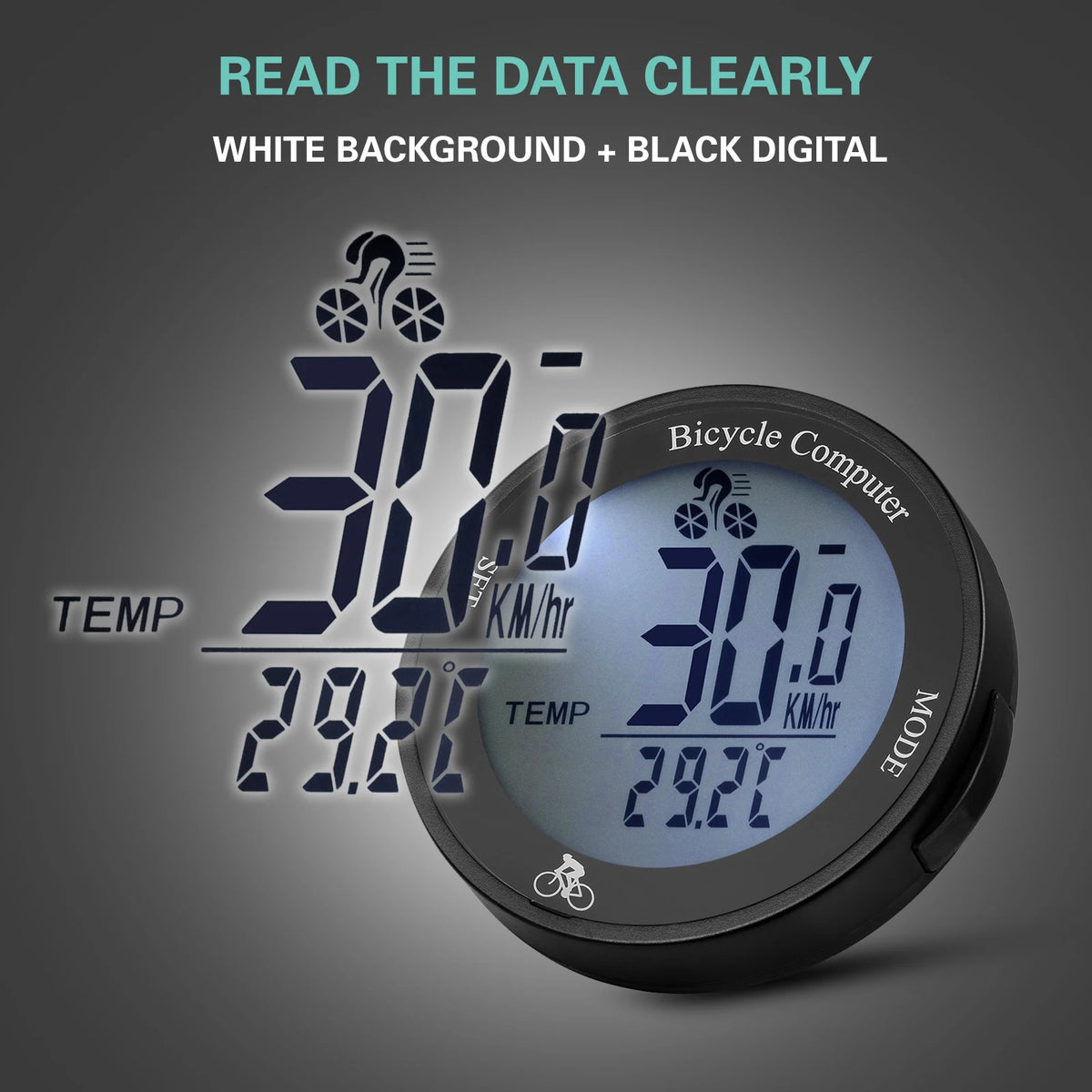 Wireless Bike Computer &ndash; Waterproof Backlit LCD Speedometer