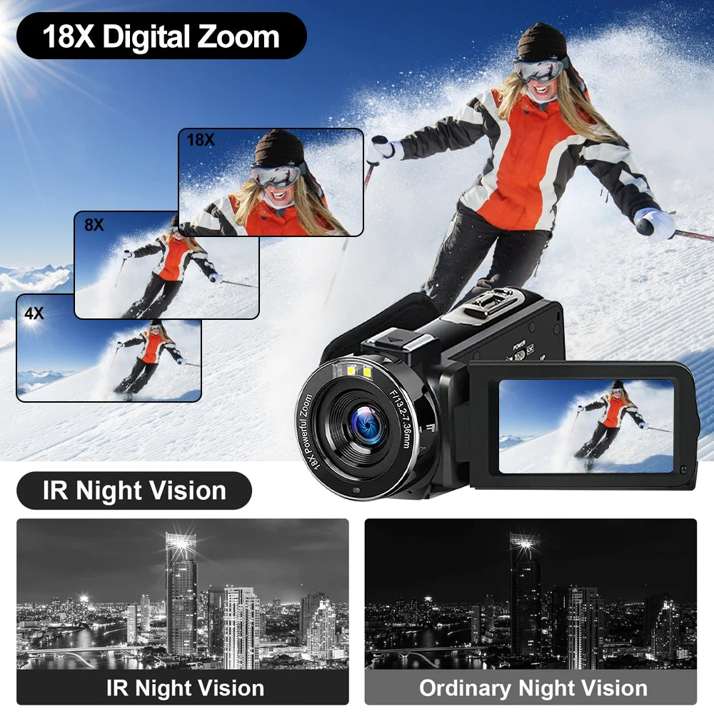 Ourlife 5K Digital Camera &ndash; 18X Digital Zoom with Rotatable Touch Screen