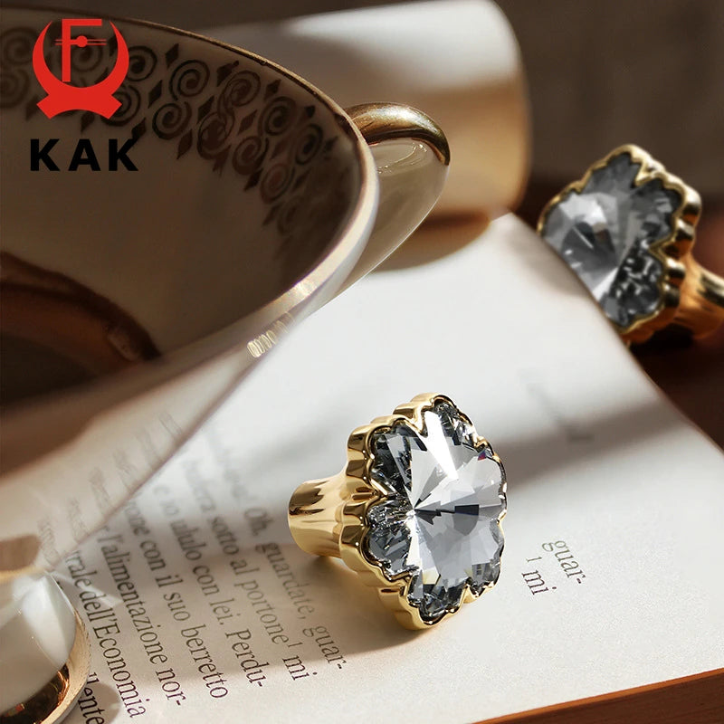 Manijas y perillas de muebles de diamante negro en forma de copo de nieve