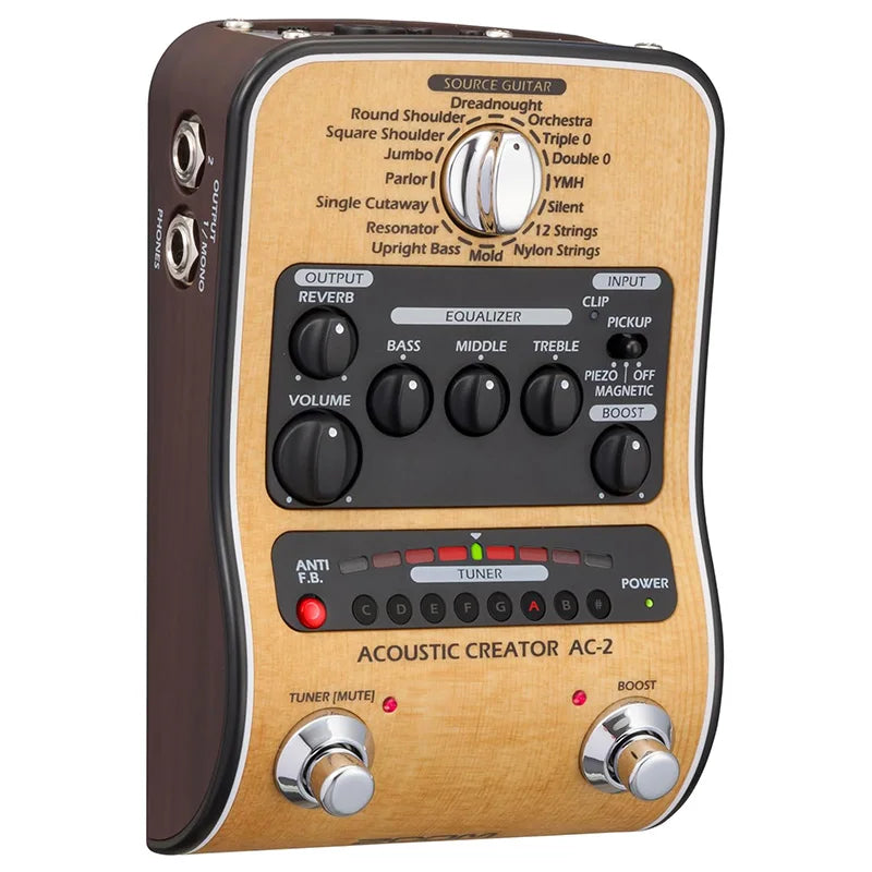 Zoom AC-2 Akustický tvůrce DI s obnovou tónu, ladicí, reverbem, EQ