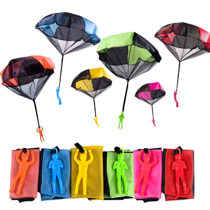 Kids Outdoor Fun: 1/6 Sets Hand Throwing Parachute Toy with Mini Soldier Sports Game