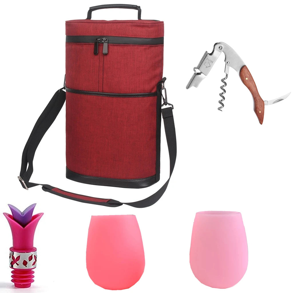 Soft Cooler Wine Bottle Bag &ndash; Keeps Drinks Cold Anywhere Red Wine Set