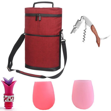 Soft Cooler Wine Bottle Bag &ndash; Keeps Drinks Cold Anywhere Red Wine Set