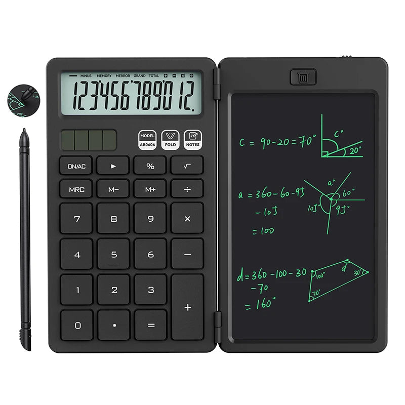 Calculator 2 în 1 îmbunătățit cu blocnotes de 6.5 inch și 12 cifre