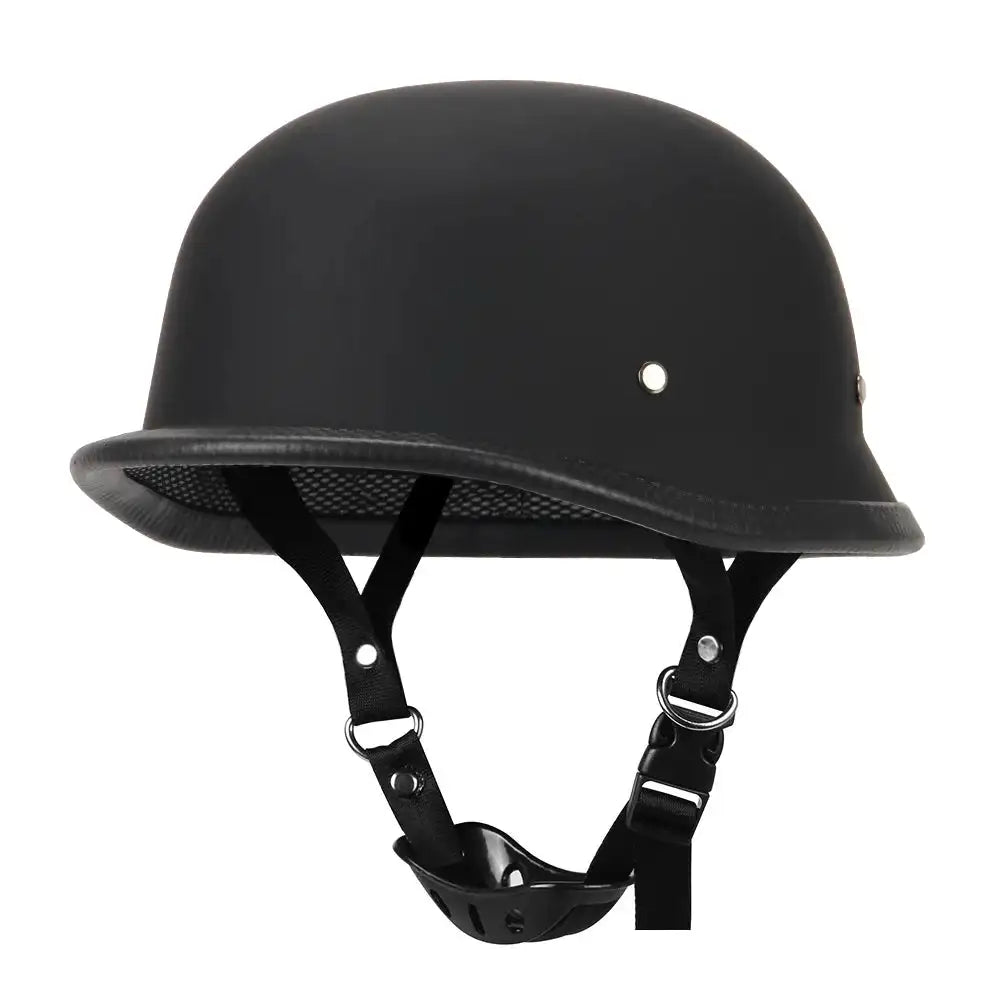 Herobiker Vintage German Half Helmet &ndash; Dot Certified 307 Matte Black / M