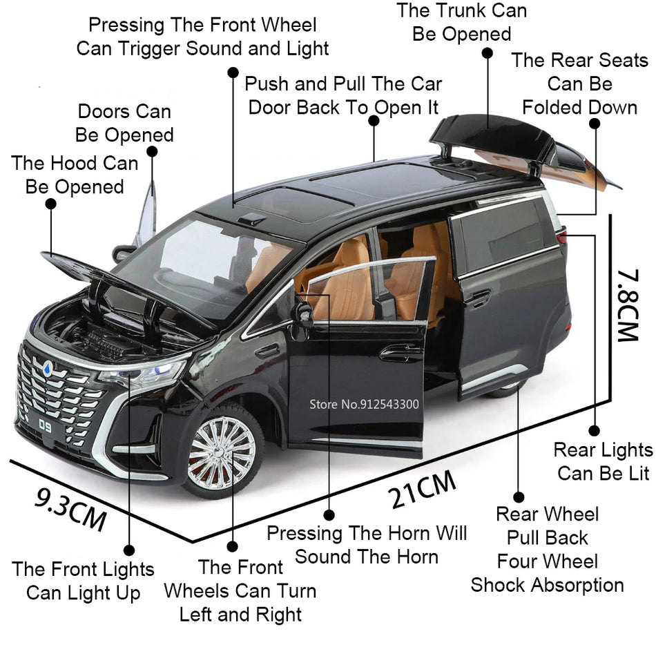 Model avtomobila iz litine za Denza D9 VELLFIRE MPV igrača