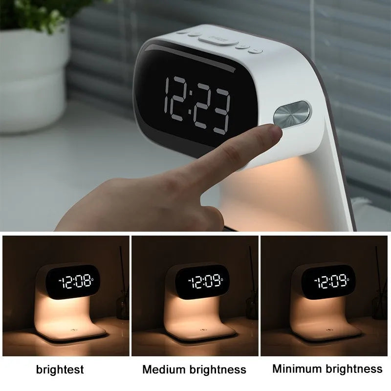 Modern Multifunctional Alarm Clock with Night Light and Wireless Charging