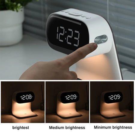 Modern Multifunctional Alarm Clock with Night Light and Wireless Charging