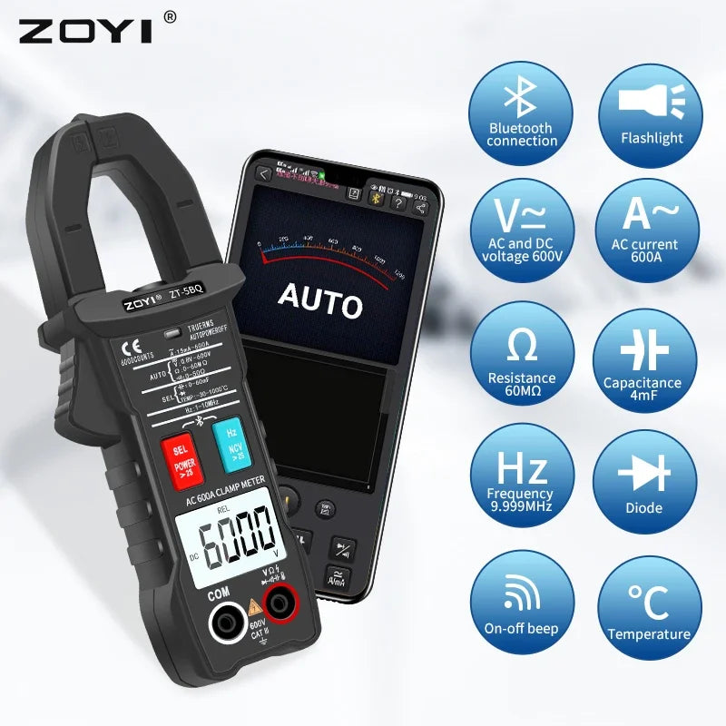 ZOYI ZT-5BQ Bluetooth Clamp Meter &ndash; Auto Range Display