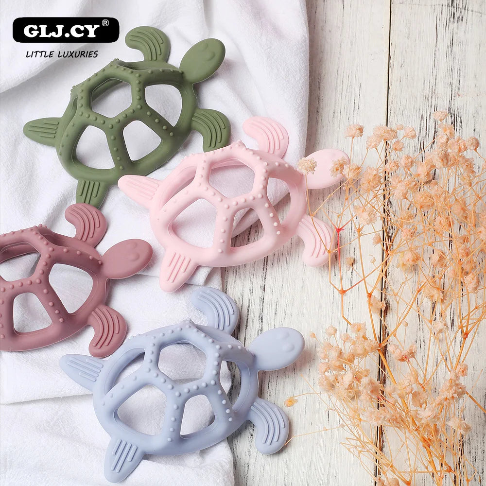 Food Grade Silicone Cartoon Animal Teether - Turtle Design