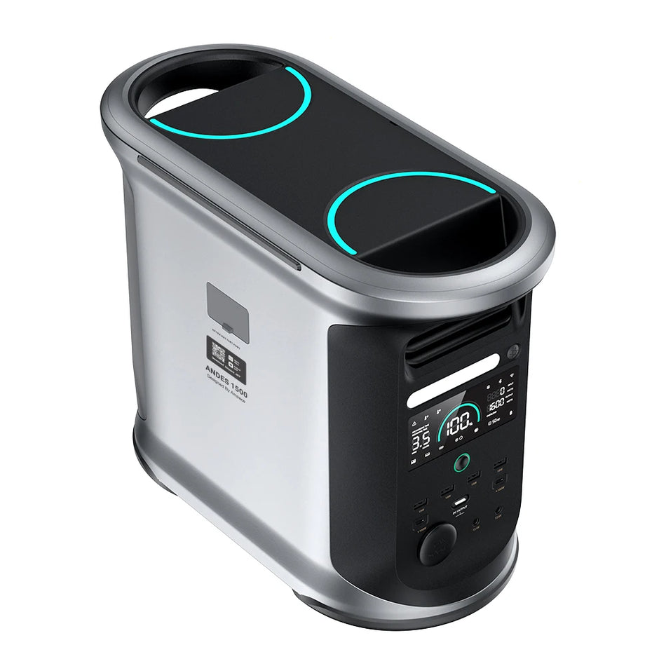 Ampace Andes 1500 Portable Power Station with 1462Wh LiFePO4, 2400W Solar Generator, 13 Output Ports, 6000 Cycles