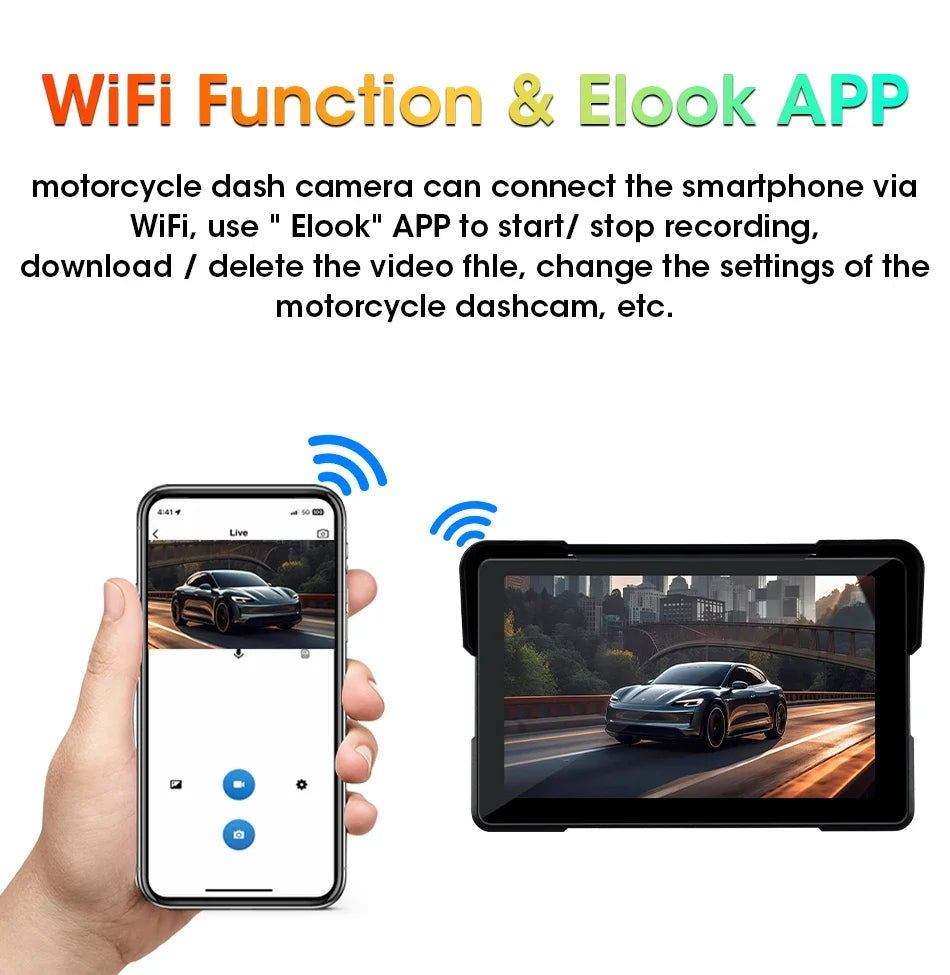CarPlay Motorcycle DVR Navigation GPS &ndash; Wireless CarPlay and Android Auto Support