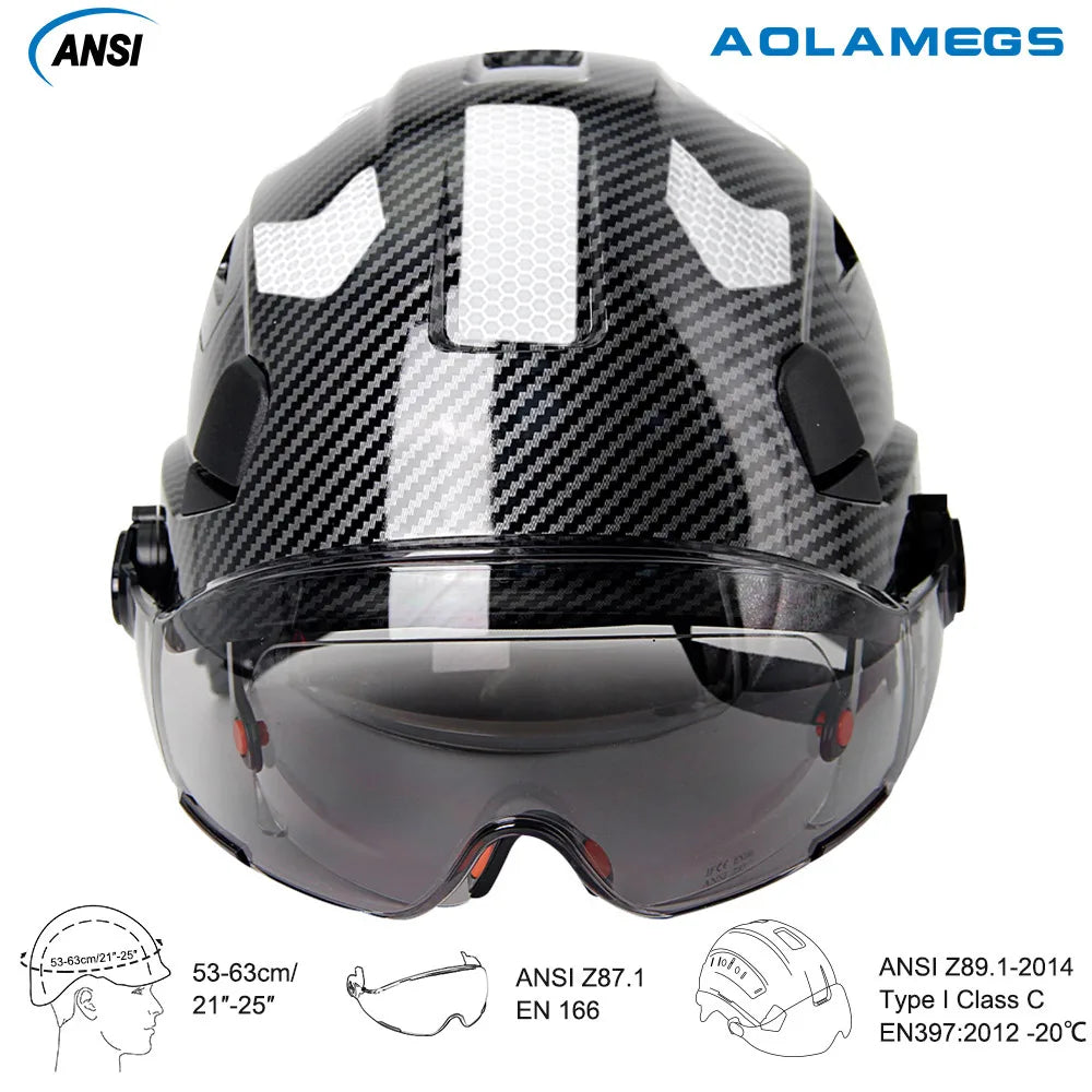 CR08 Construction Helmet - Integrated Goggles And Earmuffs