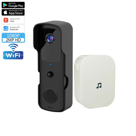 Smart Tuya WiFi Doorbell &ndash; Waterproof Battery Powered C / EU Plug