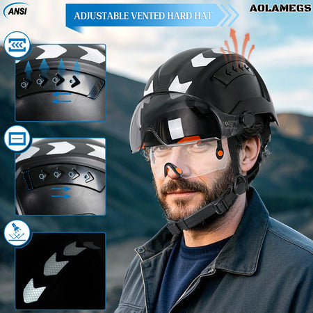 Aolamegs L8AQM0000 Safety Helmet &ndash; Double Goggles Included