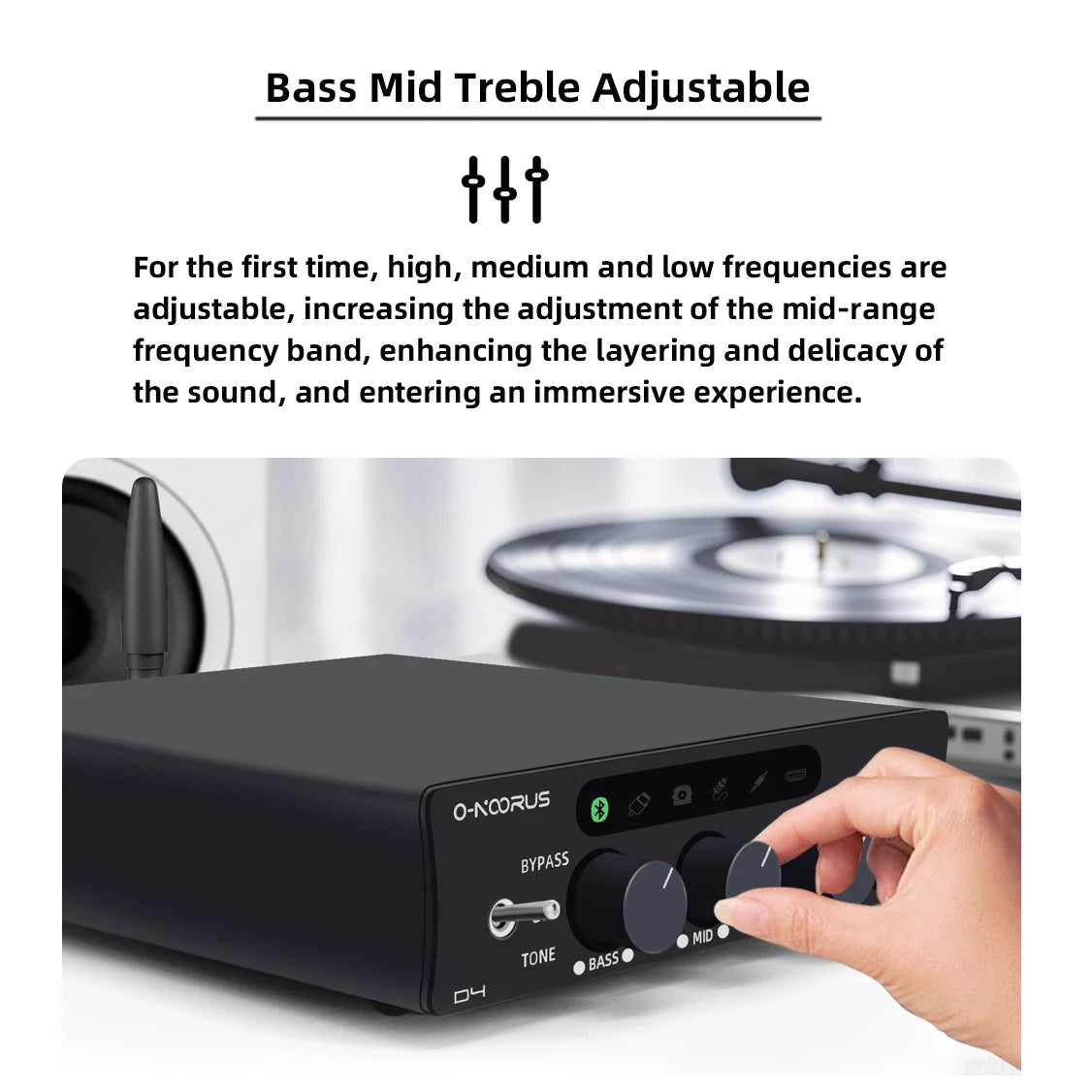 O-NOORUS D4 2.1 Channel Amplifier with HDMI ARC, Bluetooth 5.3 and Multi-Input Support