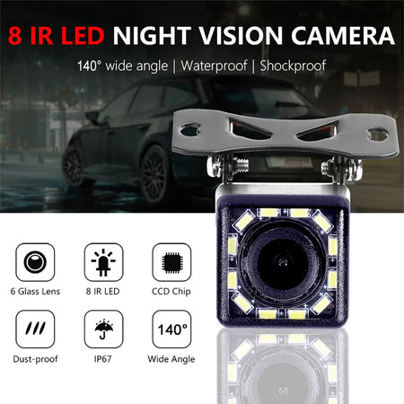 Car Rear Camera 4/8/12 LED - 140 Degree Night Vision Universal