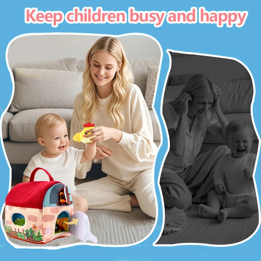 Plush Barn With Farm Animals &ndash; Sensory Montessori Toy