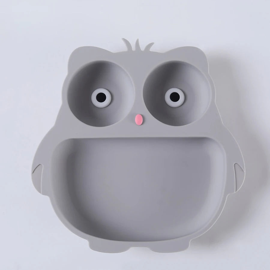 Cartoon Owl Suction Cup Bowl &ndash; Perfect for Baby Feeding Training Gray