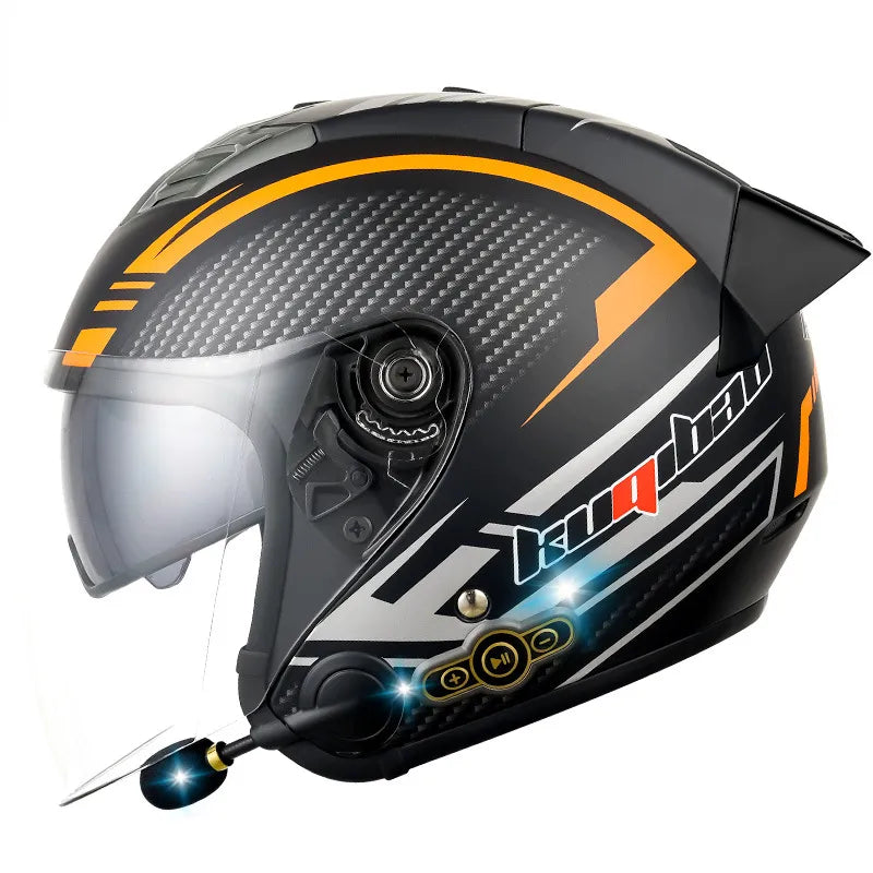 🟠 Одобренная точка открытая поверхность 3/4 мотоциклетный шлем с наушниками для гарнитуры Bluetooth и съемным лайнером