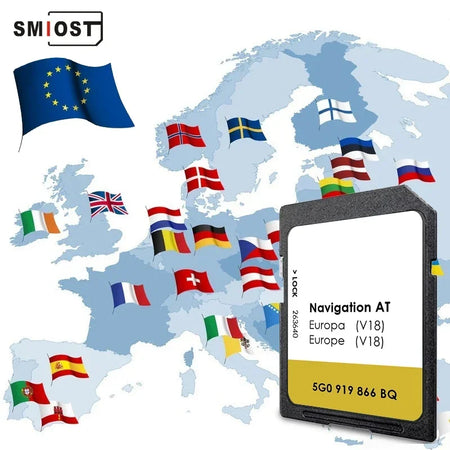 SMIOST V18 Sat Nav SD Card 16GB &ndash; Preloaded UK EU Maps CHINA / for VW AT V18 no USB