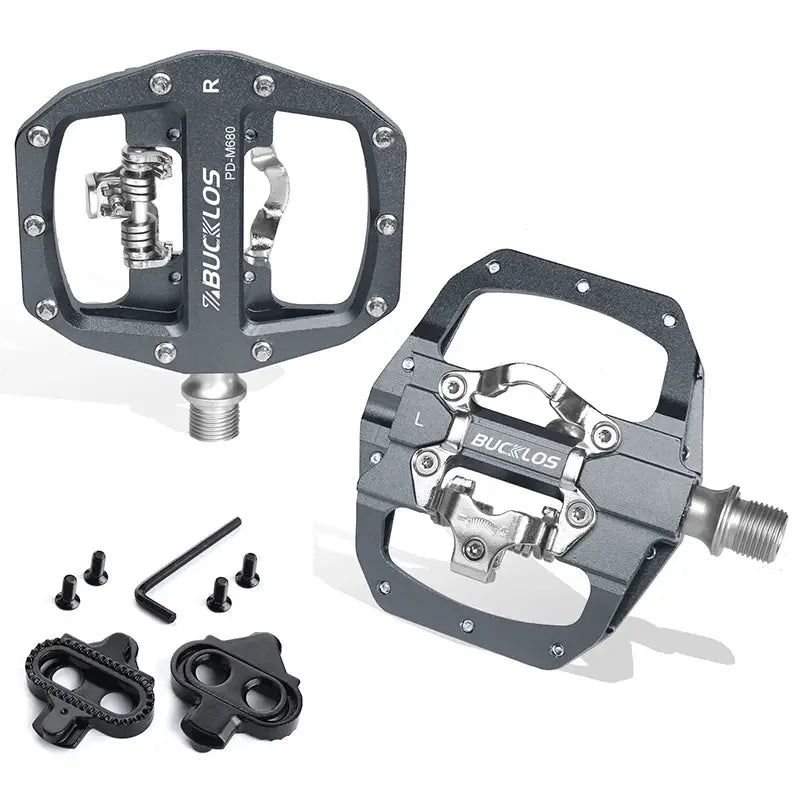 BUCKLOS Clipless Pedal Self-locking MTB Pedal for SPD System Mountain Bike Mixed Pedals Dual Lock/Flat Pedals with MTB Cleat by InterCyprus Trading Ltd