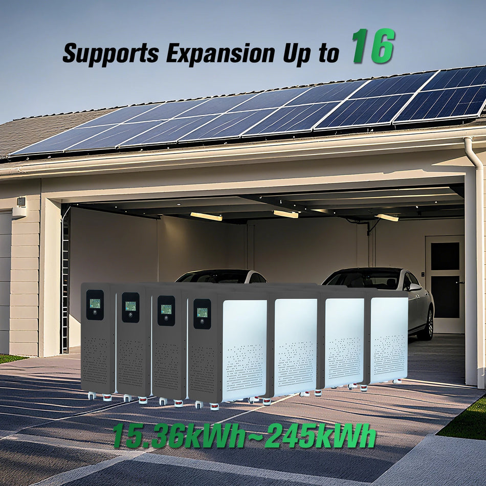 NIELFTOR Pacco Batteria LiFePO4 15KWh 48V 300Ah con BMS 200A Integrato per Accumulo di Energia Solare Off Grid Scorta UE