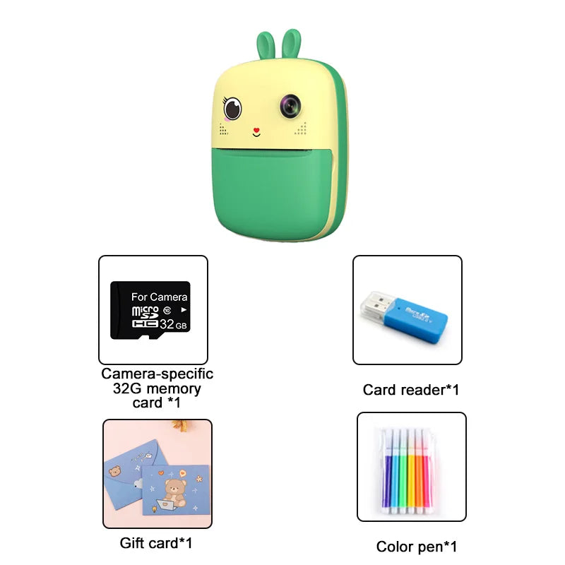 Kids Instant Print Digital Camera &ndash; Instant Photo Prints Yellow-without Bag