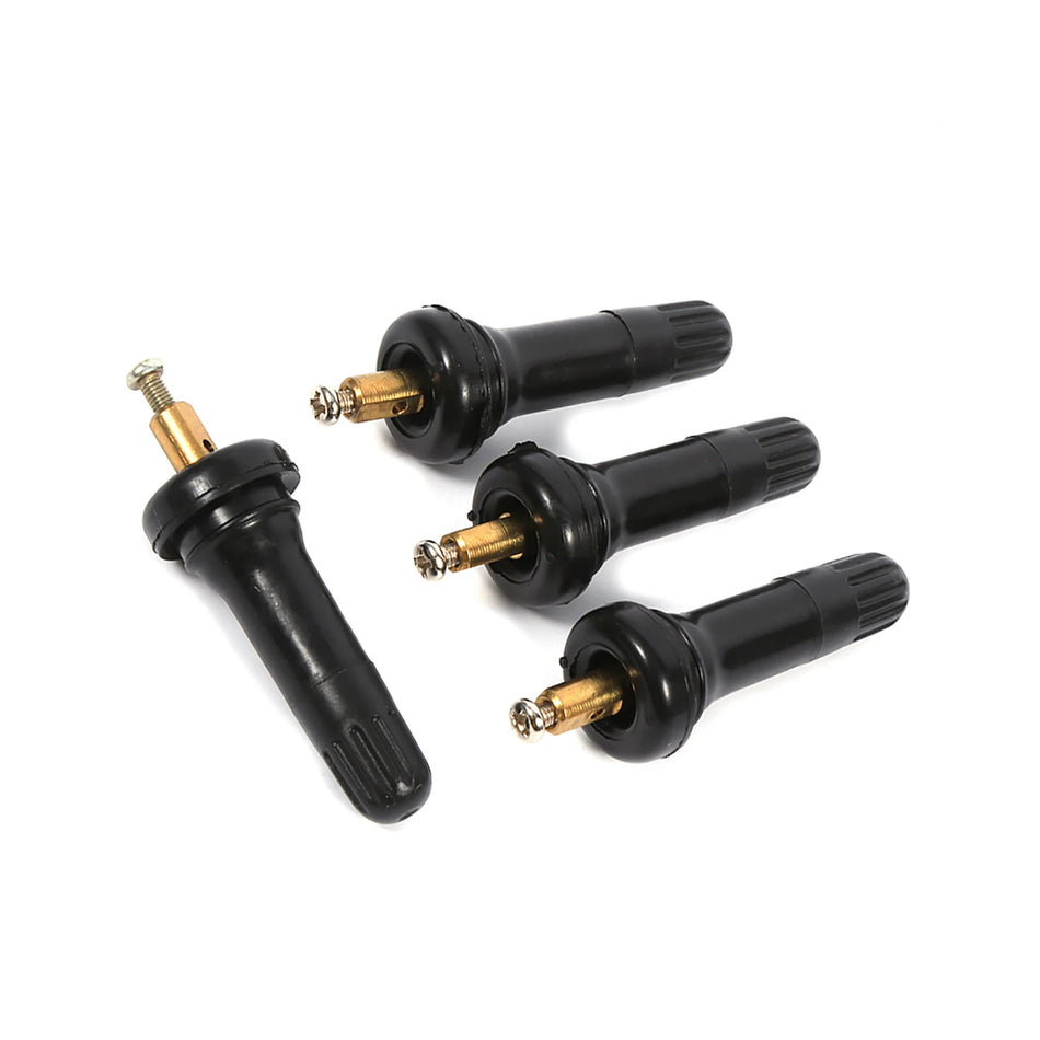 Valve de cauciuc TPMS Snap-In, Anti-Explozie, Pachet de 4 cu nuclee, capace, șuruburi
