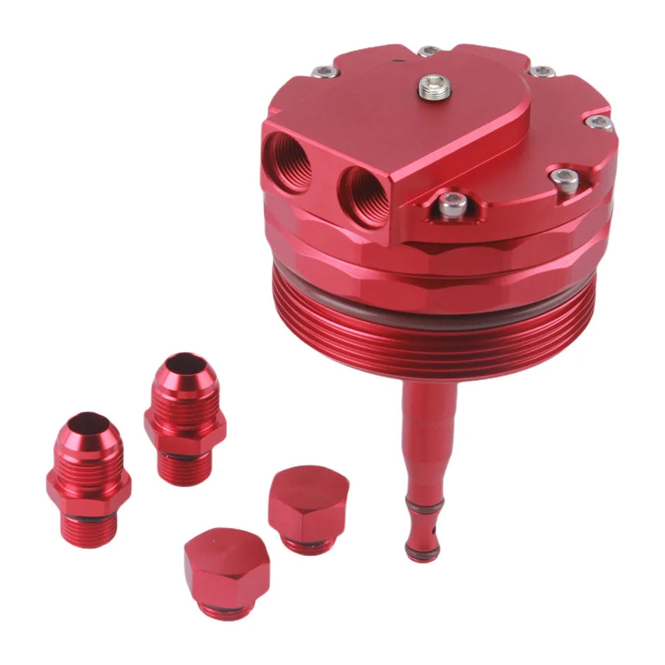 Aliuminio alyvos aušintuvo filtro dangtelis su AN10, 2 jutiklių angomis BMW M52