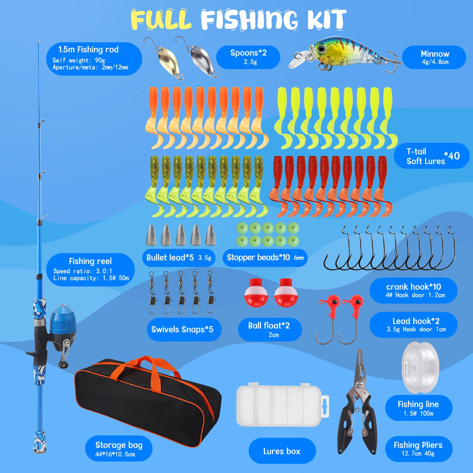 1.5M Παιδικό Τηλεσκοπικό Ράβδισμα Και Συνδυασμός Μηχανισμού Ψαρέματος Με Δολώματα