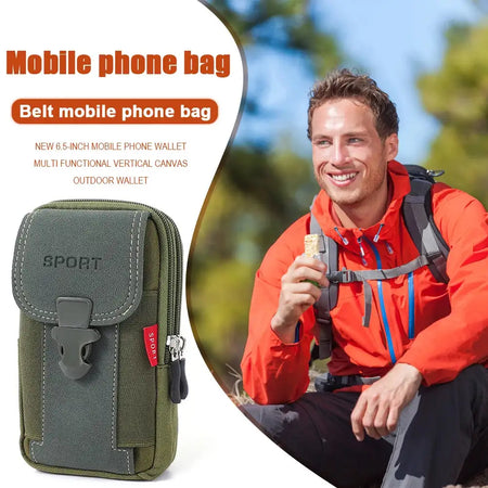 Men Canvas Running Pouch Waist Bag Travel Phone Pocket