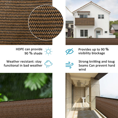 NoEnName_Null 120 GSM Balcony Sunshade Net - Privacy Fence Screen for Outdoor Protection