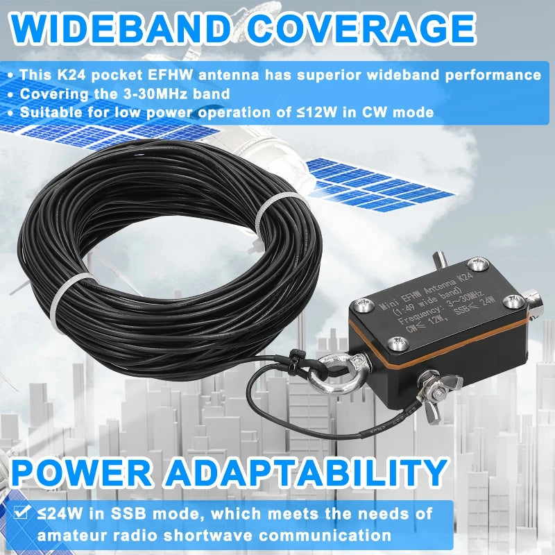 Pocket EFHW Antenna K24 &ndash; Wideband 3-30MHz Coverage