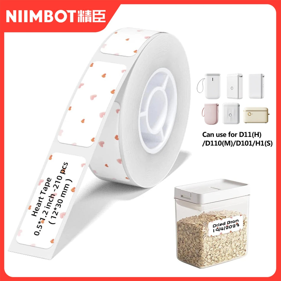 Rollo de papel térmico para impresora, etiquetas con nombres de dibujos animados, mini etiquetas