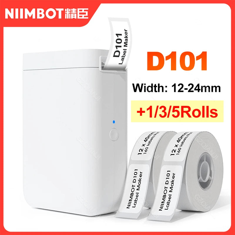 Tintes bezmaksas portatīvais termālais etiķešu printeris D101 24mm etiķetēm