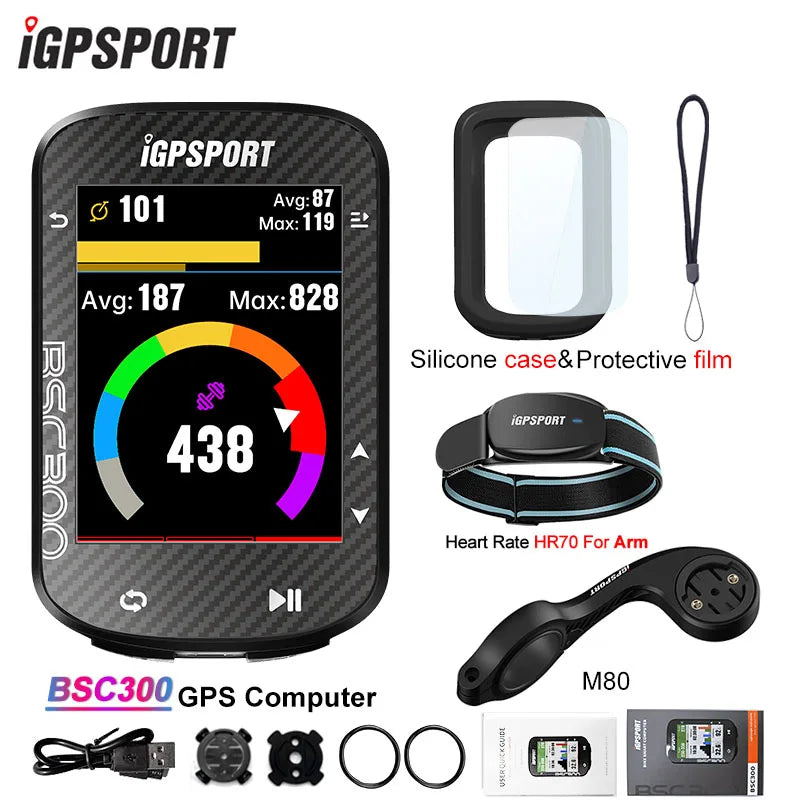iGPSPORT BSC300 &ndash; GPS Navigation with Offline Maps BSC300 with HR70
