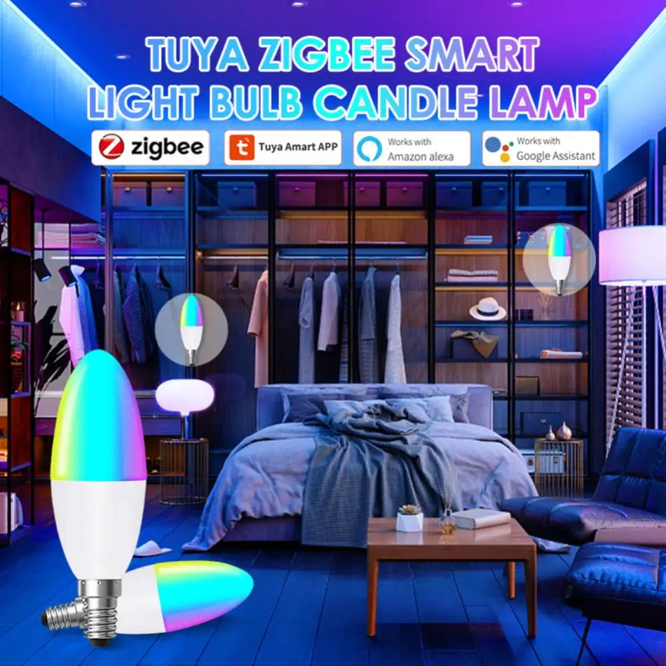 Kedia Tuya E14 Smart ZigBee WiFi Candle Light Bulb European Light Bulbs RGB LED WW Lamp Via Smart Life Alexa Google Home Alice