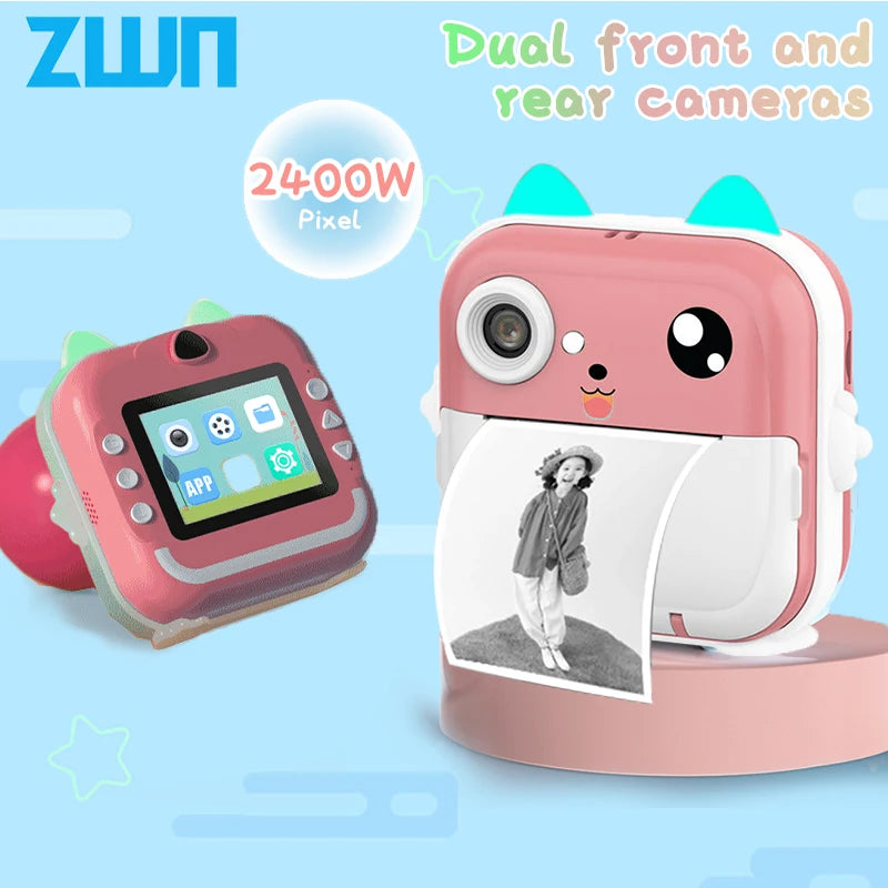 ZWN 1080P HD Instant Print Digital Camera for Kids with 32G Memory Card