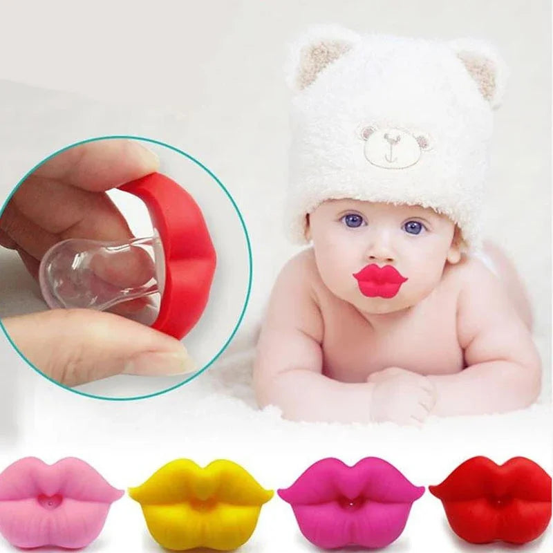 Kiss Lips Mustache Pacifier - Funny Silicone Soother for Babies