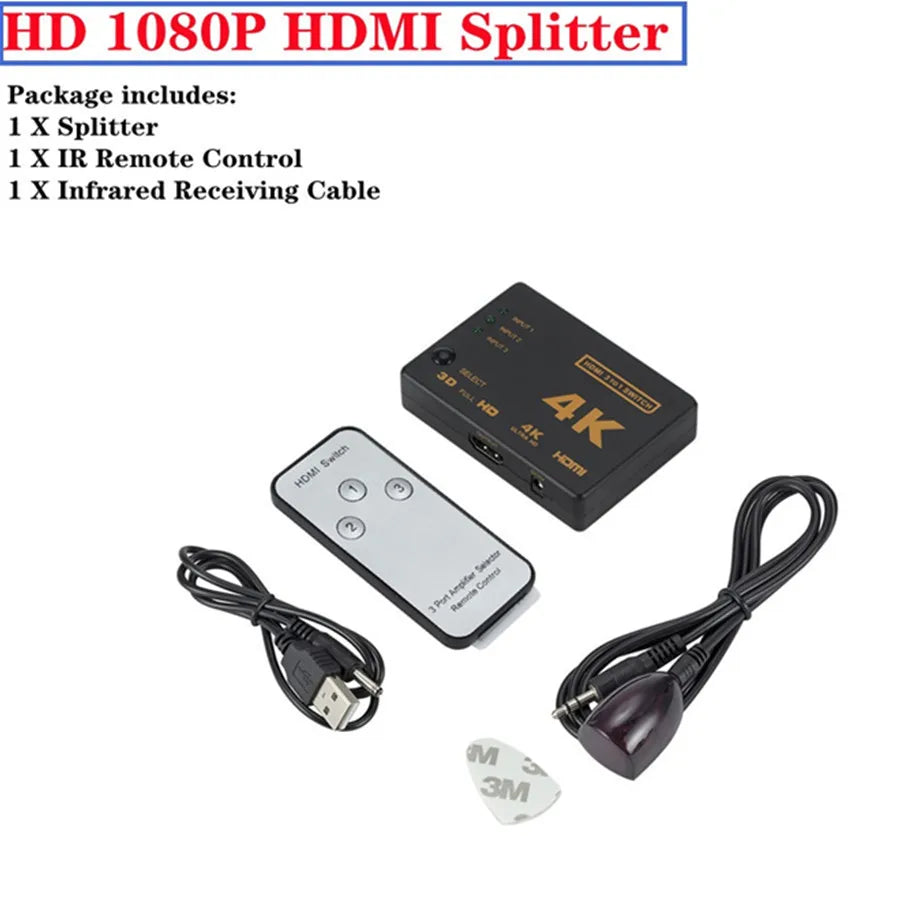 GRWIBEOU 4K 3x1 HDMI Switcher Adapter for Gaming and Multimedia Product B / <=0.5m / CHINA