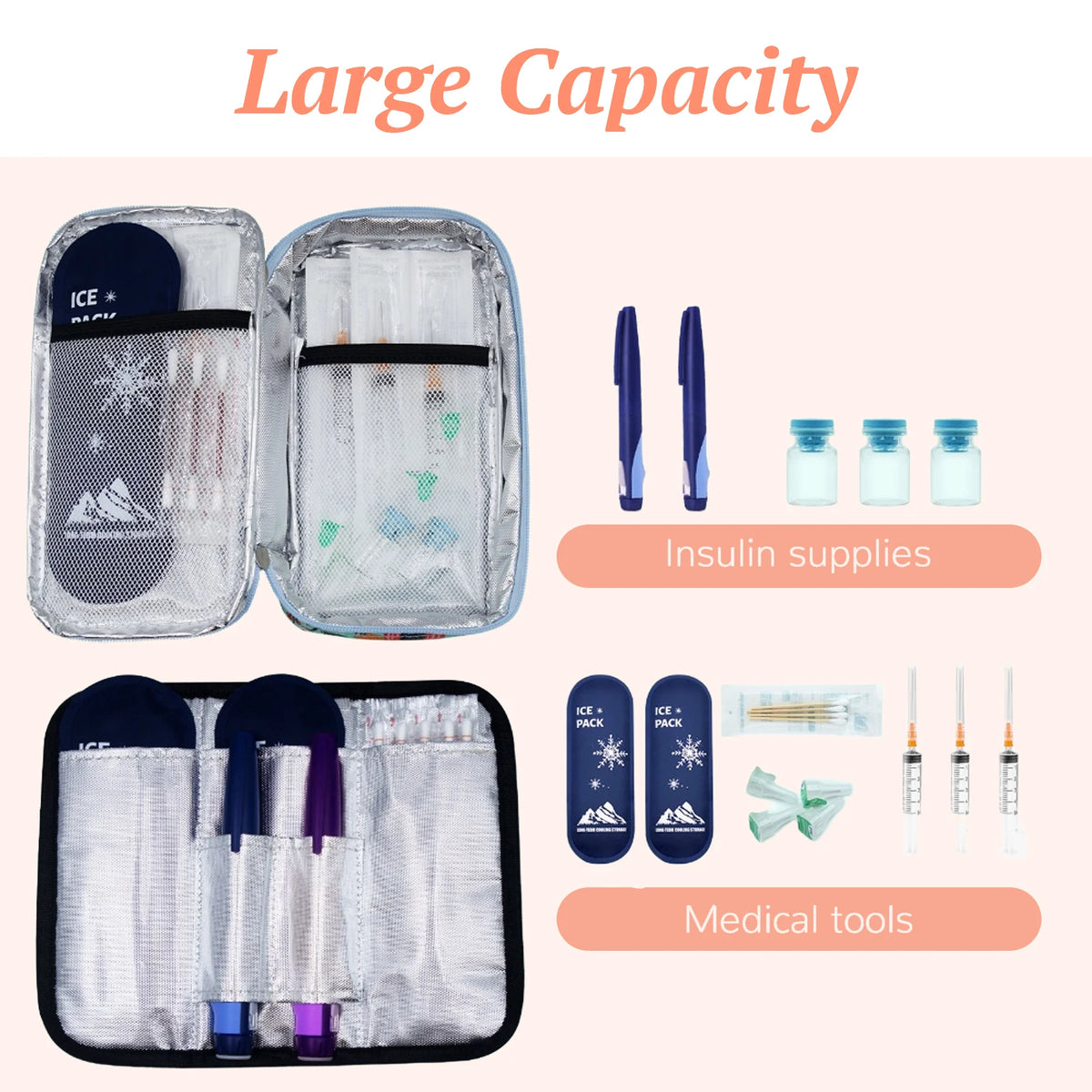 Large Portable Insulin Cooler Travel Bag &ndash; Lightweight