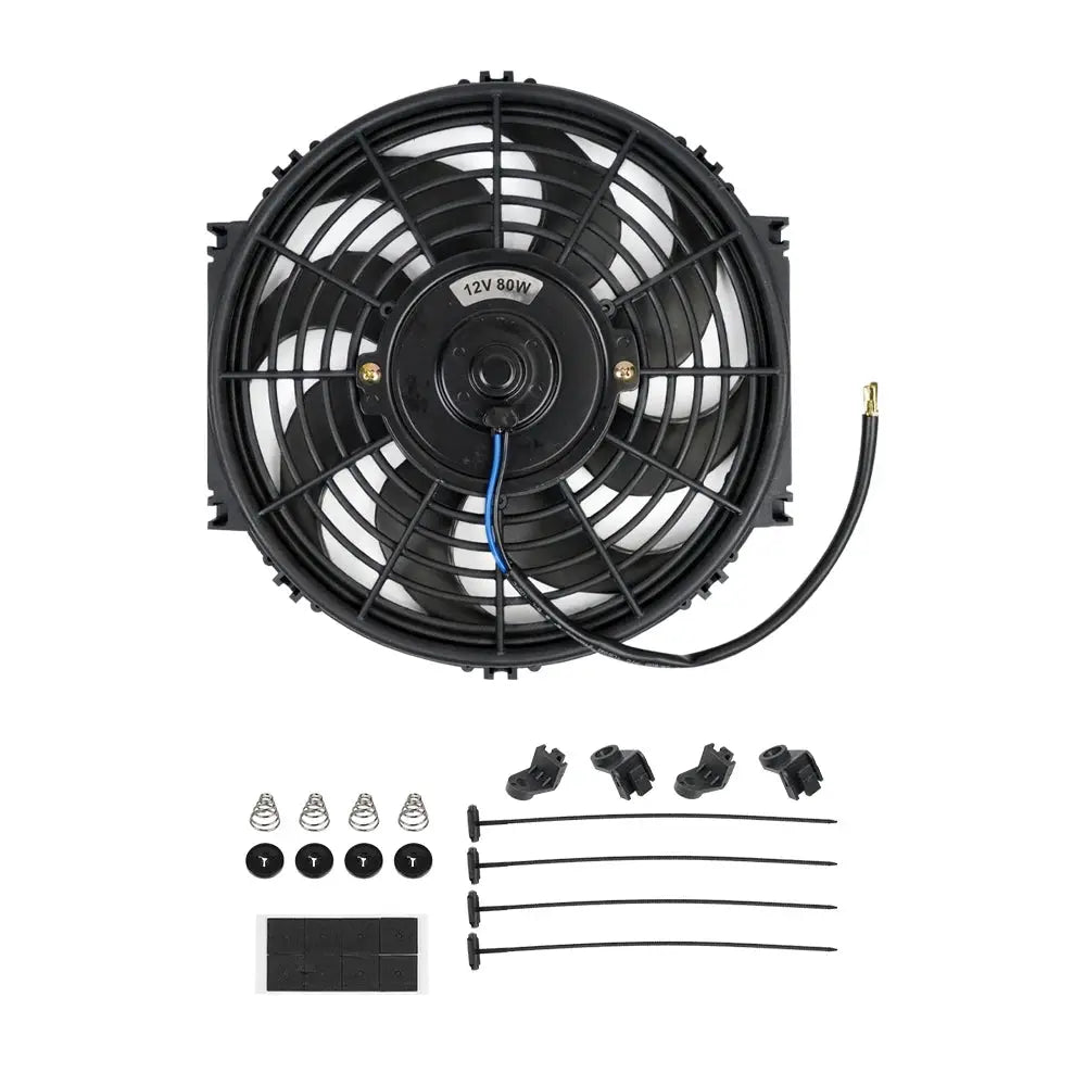 Universal 8 Row Aluminum Transmission Radiator Oil Cooling / 10 Inch 12V Car Air Conditioning Electronic Slim Fan Cool Kit by InterCyprus Trading Ltd