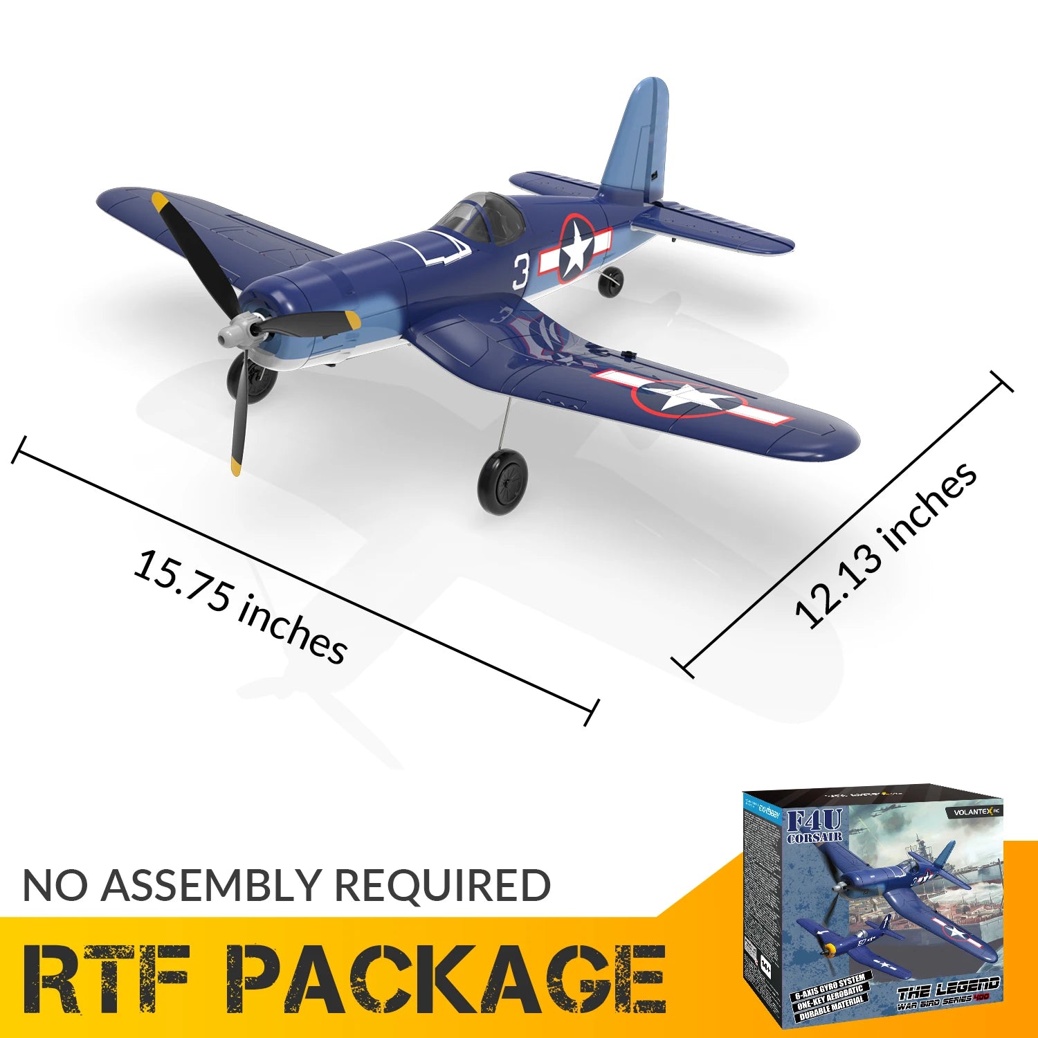 Fremego F4U Corsair 400mm RC Plane - 4CH Ready-to-Fly Aerobatic Aircraft