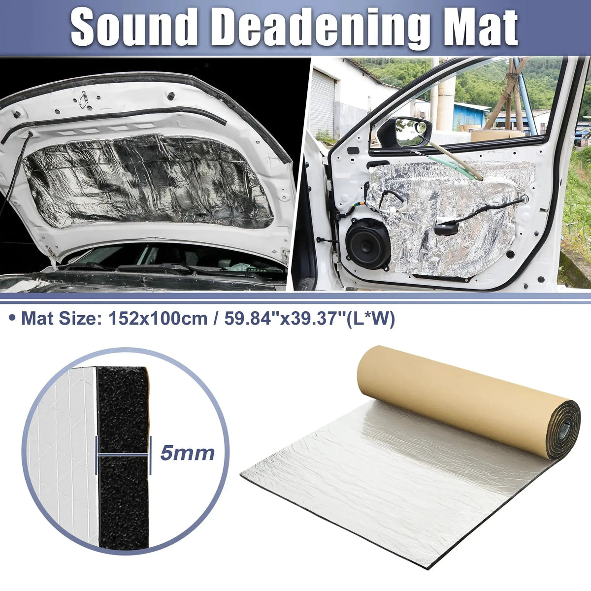 Uxcell 203cmx100cm Car Firewall Heat Sound Deadener Insulation Mat Aluminium Coating Cotton Self-adhesive Noise Insulation 5mm by InterCyprus Trading Ltd