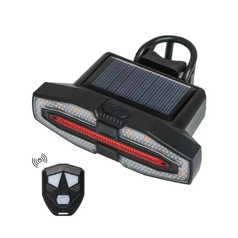 BUCKLOS Wireless Rechargeable Turn Signal Bike Tail Lights with Remote Control - Direction Indicator for Safer Road Cycling SOLAR BLACK