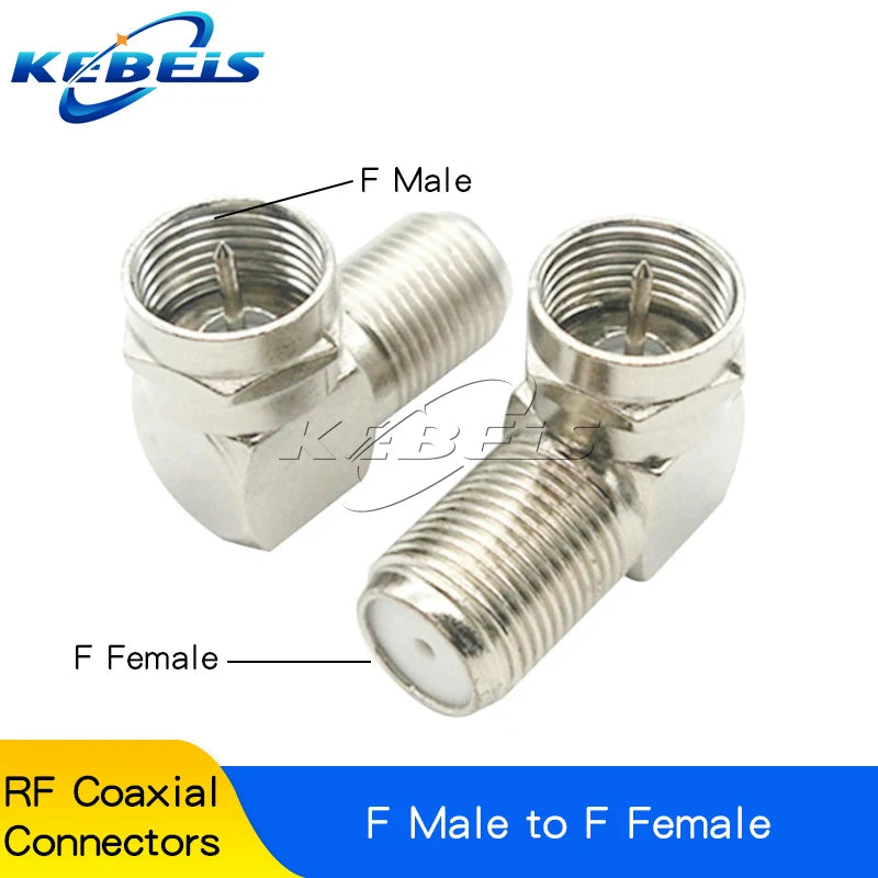 F Type to TV IEC Right Angle Adapter &ndash; Space-Saving Design F Male to F Female