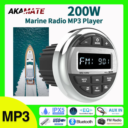 AKAMATE MS-10RV RV Media Player &ndash; Bluetooth FM AM Receiver Default Title